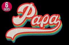 Retro Papa Text Machine Embroidery Design - 6 Sizes Product Image 2