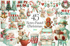 Retro Pastel Christmas Clipart Bundle Product Image 1