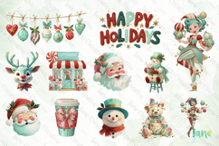 Retro Pastel Christmas Clipart Bundle Product Image 7