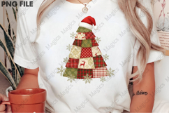 Retro Patchwork Christmas Tree Png Product Image 2