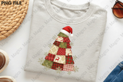 Retro Patchwork Christmas Tree Png Product Image 3
