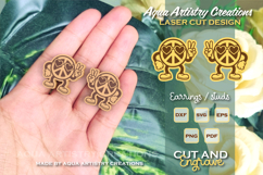 Retro Peace Character Earrings, Studs Laser Cut Template SVG Product Image 1