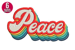 Retro Peace Text Machine Embroidery Design - 6 sizes Product Image 1