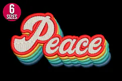 Retro Peace Text Machine Embroidery Design - 6 sizes Product Image 2