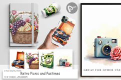 Retro Picnic &amp; Pastimes Digital Paper Product Image 1
