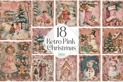 Retro Pink Christmas Sublimation Clipart Product Image 1