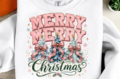 Retro Pink Merry Christmas tree Png Product Image 1