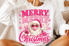 Retro Pink Santa Sublimation PNG Product Image 2