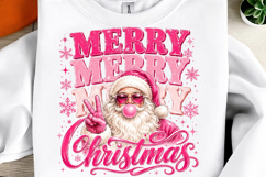 Retro Pink Santa Sublimation PNG Product Image 1