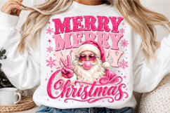 Retro Pink Santa Sublimation PNG Product Image 3