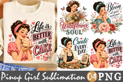 Retro Pinup Girl PNG, Life Is Better With Cake &amp; Bloom Product Image 1