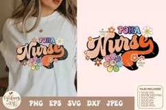 Retro POHA nurse floral svg png sublimation, distressed png Product Image 1