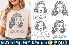 Retro Pop Art Woman Surprised Comic Girl PNG Product Image 1