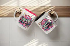 Retro tumbler, mug wrap, clipart sublimation design Product Image 3