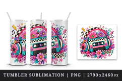 Retro tumbler, mug wrap, clipart sublimation design Product Image 4