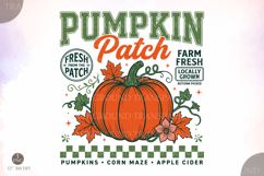 Retro Pumpkin Patch Png, Trendy Fall Sublimation Design Product Image 1