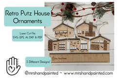 Retro Putz House Ornaments - Laser Cut File Product Image 1
