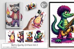 Digital Paper Retro Quirky Critters Product Image 1
