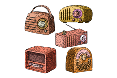 retro radio set sketch hand drawn Product Image 1