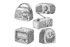 retro radio set sketch hand drawn Product Image 1