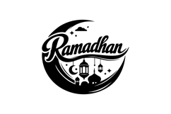 Retro Ramadhan Crescent Typography in Black and White Design Product Image 1