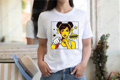 Retro Red Lips Pop Art Graphic PNG Sublimation Design Product Image 2