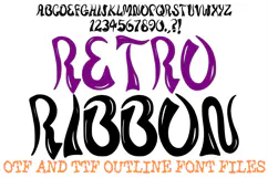 Retro Ribbon ABC Font Hand Drawn Letters Alphabet OTF TTF