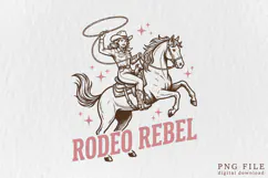 Retro Rodeo Rebel Cowgirl Lasso PNG Product Image 1