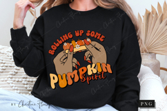 Retro Rolling Up Some Pumpkin Spirit PNG | Fall PNG Product Image 6