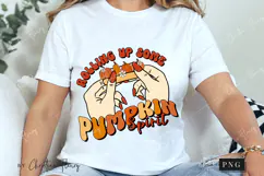 Retro Rolling Up Some Pumpkin Spirit PNG | Fall PNG Product Image 3