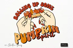 Retro Rolling Up Some Pumpkin Spirit PNG | Fall PNG Product Image 4