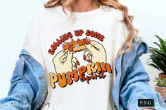 Retro Rolling Up Some Pumpkin Spirit PNG | Fall PNG Product Image 5