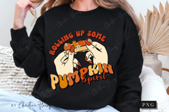 Retro Rolling Up Some Pumpkin Spirit PNG | Fall PNG Product Image 6