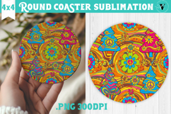 Vintage vibe Round Coaster | Psychedelic Christmas tree Product Image 1