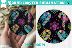 Vintage vibe Round Coaster | 90s graffiti style christmas Product Image 1