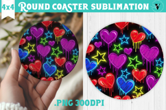 Vintage vibe Round Coaster | 90s graffiti style and neon Product Image 1