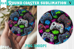 Vintage vibe Round Coaster | 90s graffiti style and neon Product Image 1