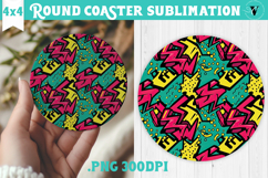 Vintage vibe Round Coaster | 90s graffiti style and neon Product Image 1