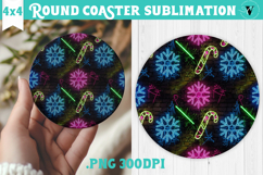 Vintage vibe Round Coaster | 90s graffiti style christmas Product Image 1