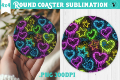 Vintage vibe Round Coaster | 90s graffiti style and neon Product Image 1