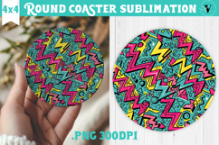 Vintage vibe Round Coaster | 90s graffiti style and neon Product Image 1