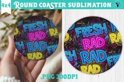 Vintage vibe Round Coaster | 90s graffiti style and neon Product Image 1