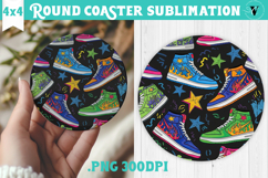 Vintage vibe Round Coaster | 90s graffiti style and neon Product Image 1