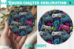 Vintage vibe Round Coaster | 90s graffiti style and neon Product Image 1