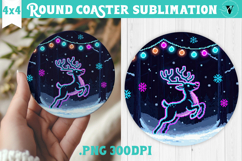 Vintage vibe Round Coaster | 90s graffiti style christmas Product Image 1