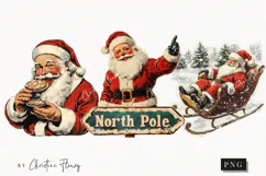Retro Santa Claus Clipart | Retro Christmas PNG Product Image 1