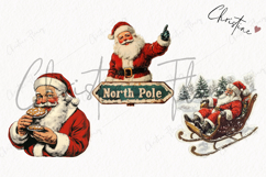 Retro Santa Claus Clipart | Retro Christmas PNG Product Image 3