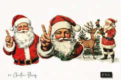 Retro Santa Claus Clipart | Retro Christmas PNG Product Image 1