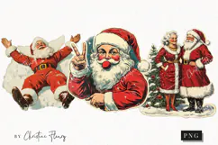 Retro Santa Claus Clipart | Retro Christmas PNG Product Image 1