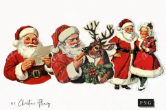 Retro Santa Claus Clipart | Retro Christmas PNG Product Image 1